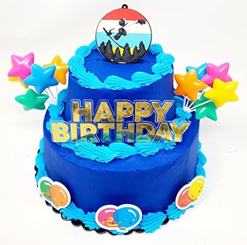 Snowboading Snowboarder Themed Snowboard 7 Piece Birthday Cake Topper