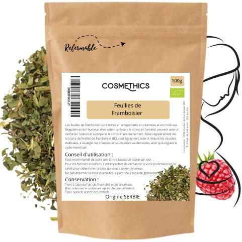 Foglie di lampone biologico 100 g Cosm'Ethics® naturale facilita il parto • favorisce l'allattamento • allevia mestruazioni dolorose