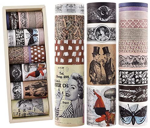 NOGAMOGA 18 Rollen Ästhetisches Washi Tape Set, 0,5/1/1,5/2/2,5/3/5/7 cm Breite dekorative Bänder für Scrapbook Supplies, Junk Journal, Bullet Journal, Planer, Geschenkverpackungen (Gelb)