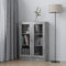 Homvdxl Floor Display Cabinet, 3-Tier Tall Bookshelf with Glass Doors 3 Cube Shelves, Bookcase Sideboard Cabinet for Bedroom, Living Room, Kitchen, Home Office (Rustic Grey)