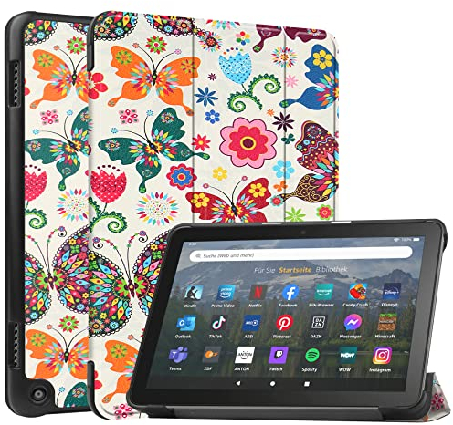 Case2go - Hülle kompatibel mit Amazon Fire 8 HD (2022) - Tablet-Hüllen TPU Tablet Case Schutzhülle - Schmetterling