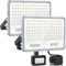 YIQIBRO Projecteur LED Exterieur Detecteur de Mouvement 100W, Lot de 2 Spot LED Extérieur Detecteur de Mouvement 10000LM 6500K, IP67 Etanche Eclairage pour Jardin Patio Garage