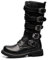 DJFOG Stivali da Moto Punk Rock da Uomo Stivali a metà Polpaccio con Fibbia in Metallo retrò Stivali Militari Stringati Stringati in Morbida Pelle Sintetica Suola Resistente,Nero,44 EU