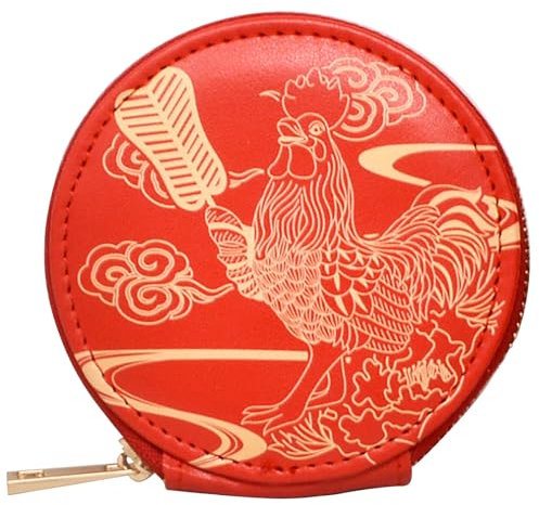 Juanxian Münzgeldbörse in Rot, 9,5 x 9,5 x 2 cm, für Zuhause, Feng Shui, Amulett, Reichtum, Erfolg, Unisex-Erwachsene