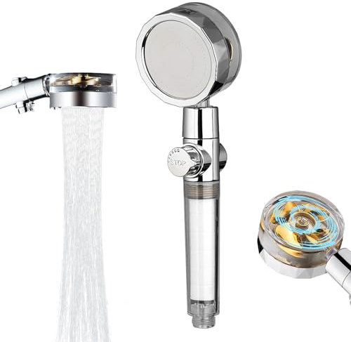 Shower Head,4 Modes with Pause Button High Pressure Shower Head with Handheld,Chlorine & Flouride Filter,Helps Dry Skin & Hair Loss,Best Bathroom Accessories for Shower Experience (Propeller)