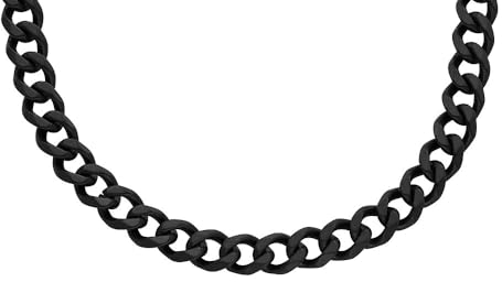Fossil Herren-Edelstahl oder Halbedelsteine-Halskette mit Karabinerverschluss, Mattes Schwarz