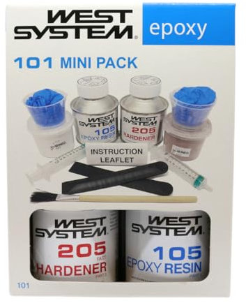 WEST SYSTEM 101 Epoxy Mini Pack - 105 Resin (250g) & 205 Hardener (50g) - Clear Resin & Hardener for Wood, Metal & Fibreglass Repairs - Marine Grade Epoxy for Woodwork, Repair and DIY