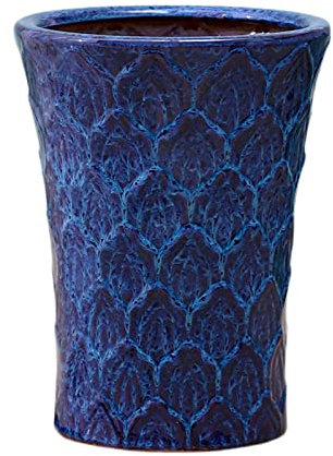 Pots de Fleurs Pot de fleurs rond haut en céramique moderne avec trou de drainage - Pot de fleurs rond for plantes de serpent d'herbes aromatiques d'intérieur et d'extérieur, bleu Décorative Jardinièr