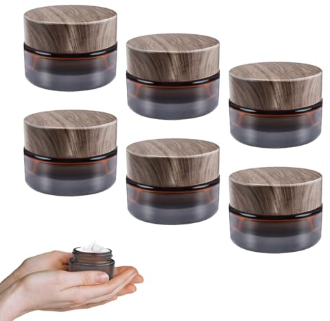 6 Piezas Ámbar Tarros Cosméticos, TIANLIN Frascos de Vidrio con Tapa, Tarros para Velas, Botes de Cristal Pequeños con Protección UV, Adecuados para Lociones, Cremas, Bases