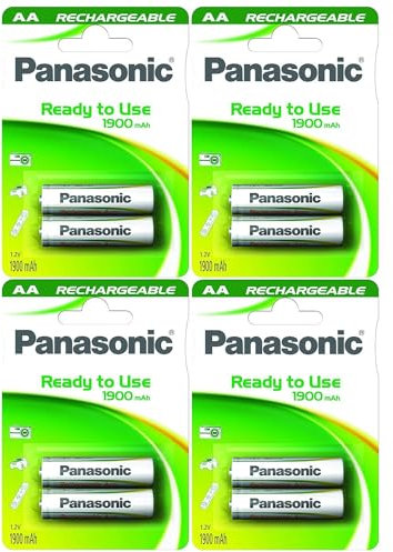 Panasonic 4 Blisterpackungen mit je 2 wiederaufladbaren NiMH-Akkus Mignon AA 1900 mAh Ready to Use, P6E/2B
