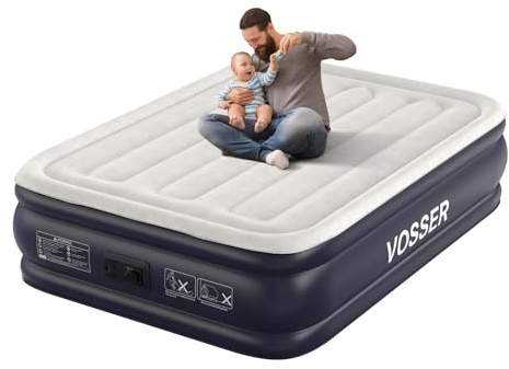 VOSSER Full Air Mattress with Built-in Pump, Upgraded Vertical Beams 18 Inch Inflatable Mattress, Self-Inflating/Deflation Airbed in 3 Minutes, Top Air Bed with