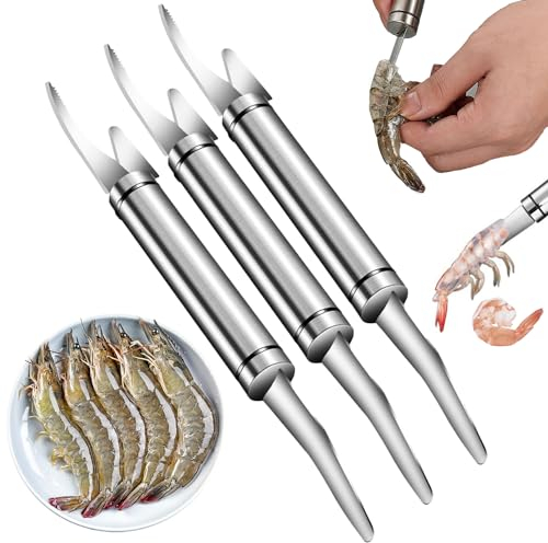 3PCS Shrimp Line Fish Maw Knife, Stainless Steel Shrimp Line Fish Peeler Deveining Tool, Fish Belly Knife Fish Scale Remover for Seafood Quick Processing