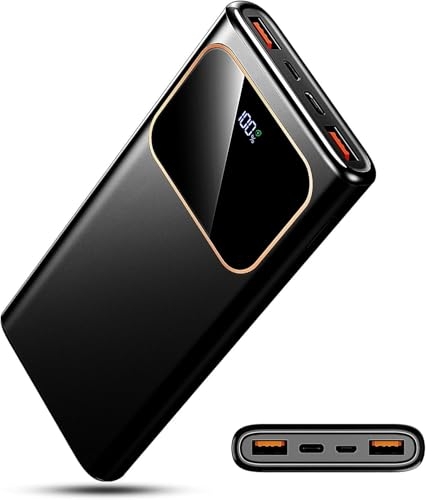 Coucur Power Bank 10000mAh, USB C Powerbank 22.5W Schnellladefunktion, Externe Handyakkus mit LED Digitalanzeige, Akkupack Kompatibel mit iPhone Samsung