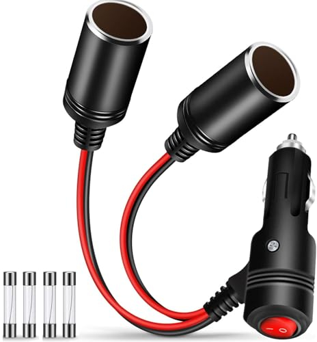 RUNCCI-YUN DC 12V-24V Auto Accendisigari Splitter,Presa accendisigari Doppio,con interruttore on/off,Presa Accendisigari 1 a 2, per Barca, Auto, motocicletta, impermeabile