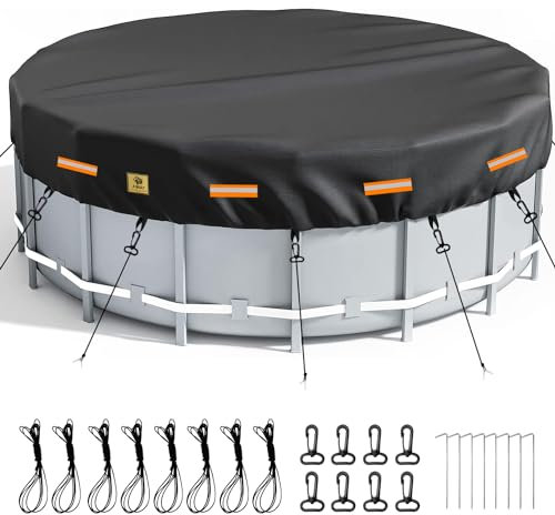 Bâche solaire ronde de 5,5 m pour piscine hors sol, durable, indéchirable, imperméable, résistante au froid et aux UV, avec ensembles de clous de sol Aibiley