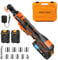 Protmex 3/8'' Cordless Ratchet Wrench, 60FT-LBS (80N.m) Electric Ratchet with 21V 2 X 2.0Ah Battery, 400 RPM Chargeable Power Ratchet Driver Set with 8 Sockets,1/4 Adaptor, 3 Extension Bar