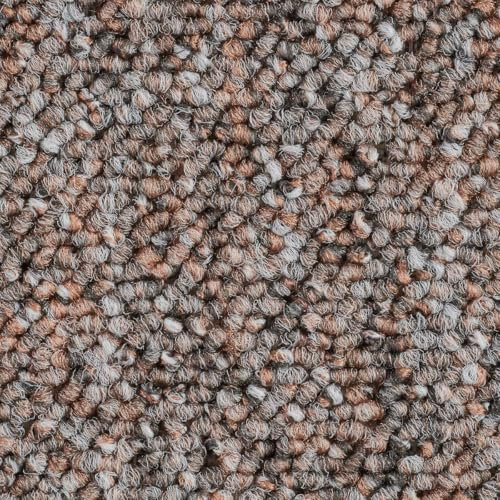 Teppichboden beige Meterware in 400 cm und 500 cm Breite mit Schlingen Struktur meliert ideal für Wohnzimmer und Schlafzimmer mit Vliesrücken