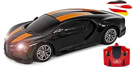 RC ferngesteuertes Auto im offiziell lizenzierten Design, Kompatibel mit Bugatti Chiron Supersport Edition, Modell-Maßstab 1:24, Sportwagen mit LED-Scheinwerfer im Xenon Stil für Kinder und Erwachsene