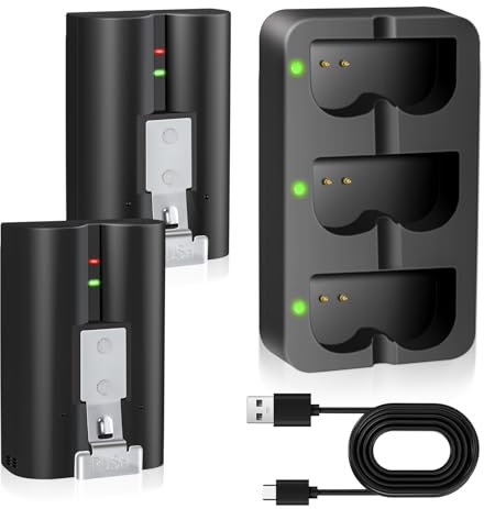 PoweLyt 2 Packs 6040mAh Replacement Batteries for Ring Camera and 3-Channel Battery Charger Station Compatible with Video Doorbell 2(2024 release)/3/4/3 Plus,Stick Up Cam Indooor/Outdoor,Peephole Cam