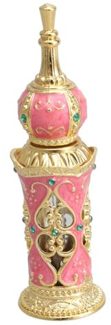 FRCOLOR 12ml Vintage Enamel Peacock Blue Perfume Bottle Middle Eastern Style Crystal Essential Oils Bottle for Women