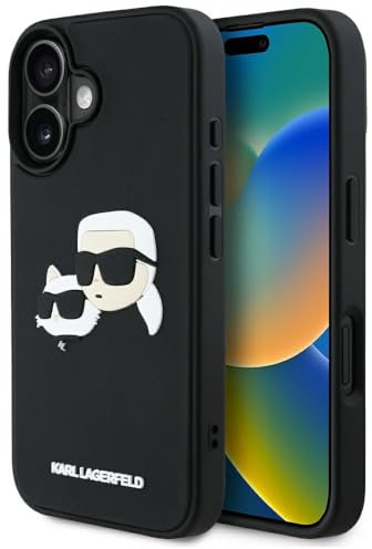 CG MOBILE Karl Lagerfeld HC 3D Rubber Hülle füruble Heads Hülle für iPhone 16 Schwarz