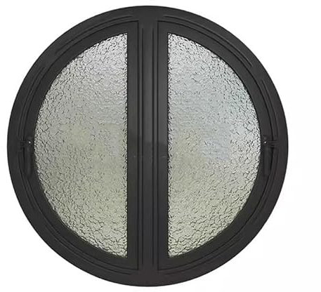 IYUESQ Finestra con Telaio in Alluminio, finestre a ghigliottina Doppia, Ruota di 90° su Entrambi i Lati, Finestra a Battente, Finestra Rotonda in Vetro a Filo, Finestra per casetta in ve