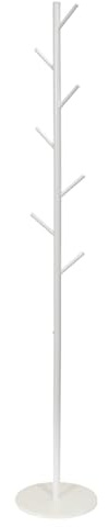 HOME DECO FACTORY, HD0442, Weißer Garderobenständer im modernen Design, ideal für Mäntel und Accessoires, perfekt für den Eingangsbereich oder das Büro, Größe 27 x 173 x 27 cm, weiße Farbe