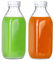 EkkoVla 2 Pack 1 Litre Glass Milk Bottles with Lids, 32 oz Glass Juice Bottles, Reusable Clear Bottle for Homemade Milk, Juice, Honey, Nut