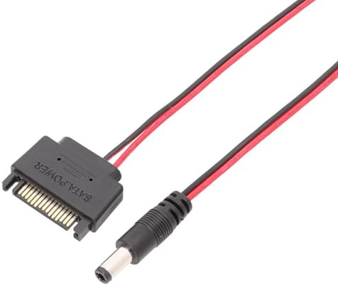 Panlouting SATA auf 5,5 * 2,5mm 12V Stromkabel | 100cm | 15Pin SATA auf 12V DC Adapterkabel