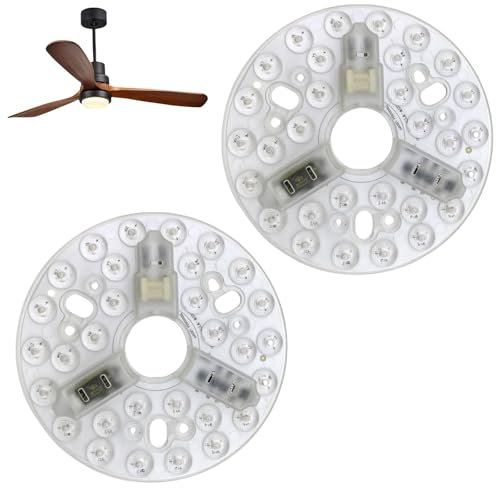 Repuestos de ventiladores de techo,Kit de Luz LED del Ventilador de Techo de 5.3 Pulgadas-Panel de Modernización LED Redondo de 15 W, 3CCT Dimmable,Función de Memoria, 95-265V-Reemplazo del (2 PCS)