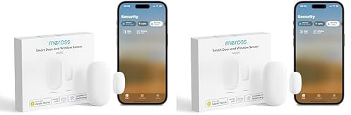 Meross Sensor de Puerta WiFi, Mini Inteligente para Ventana, Requiere Hub, Compatible con Apple Home, Alexa y Google Home, Alarma Antirrobo para Domótica (Paquete de 2)