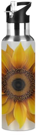 Woltant Borraccia termica in acciaio inox, 600 ml, con cannuccia, a prova di perdite, per lavoro, viaggi, palestra