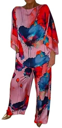 Generico Completi Donna Sportivi Larghi Casual Elegante Top E Pantaloni Estivo Coordinato Leggera Tute Da Ginnastica Traspirante Maniche Corte Tuta Da Casa Comodo Spiaggia Jogging Jogging Tracksuit