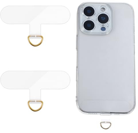 CIATBYYJ 2 Stück Handykette Halterung,Edelstahl Handykette Universalpads,Ultradünn Handy Kette,Transparent Multifunktional Handy Lanyard Patch für die Meisten Smartphones