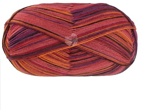 LANA GROSSA Meilenweit Caprese | Sockenklassiker, bedruckt und waschmaschinenfest | Handstrickgarn aus 80% Schurwolle & 20% Polyamid | 100g Wolle zum Stricken & Häkeln | 420m Garn FB 7033
