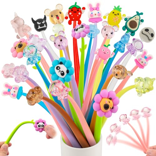 30 Penne Gadget Compleanno Bambini, Penna Cristallo con Animali Cartone,Penne Kawaii con Animali Divertenti Ideali Regalini Fine Festa Compleanno