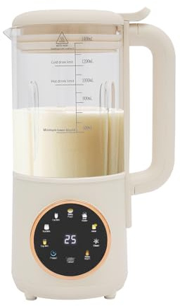 Nussmilchmaschine Vollautomatisch, 1400ml Entsafter Sojamilch Maschine mit 16 Klingen, Hafermilch Maschine für selbstgemachte Pflanzenmilch, Hafer, Mandelmilch, Soja
