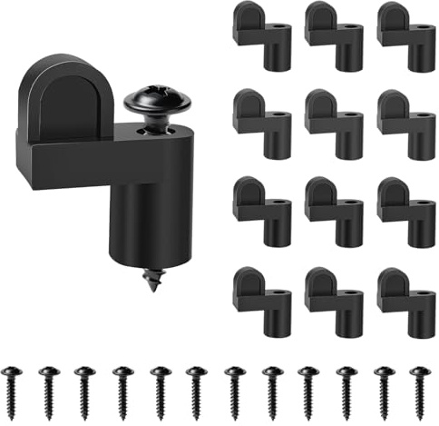 Chaokant 12-Pack 3/8 Inch Offset Window Screen Clips with Screws, Nylon Screen Door & Storm Panel Retainer Clips for Winter Windows, Screen Doors, and Storm Panels (Black)