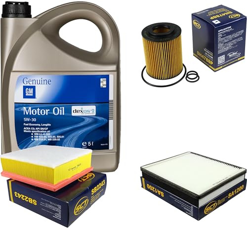 EISENFELS Inspektionspaket Filterset erstellt mit 5 Liter GM Motoröl 5W-30 Dexos 2 Fuel Economy Longlife Ölfilter Luftfilter Innenraum-Luftfilter