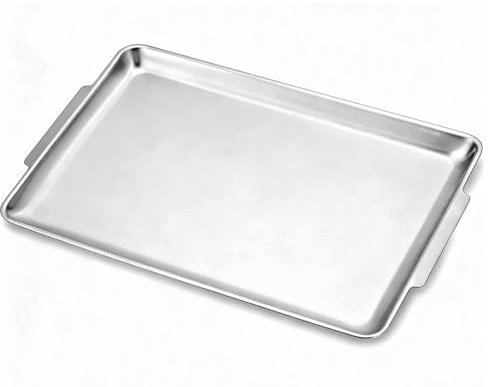 SANQIAHOME 16.3 x 11.0 Large Serving Platters, Stainless Steel Heavy-Duty Large Serving Trays, Silver Rectangular Plates for Food, Fruit, Party, Wedding, Christmas, Chip and Scratch Resistant