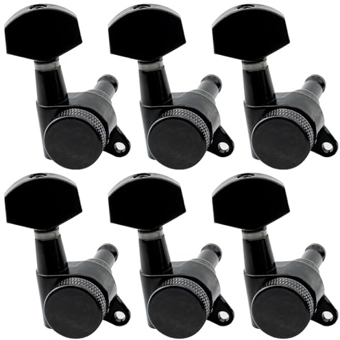 Packool 6 Pcs Guitar Locking Tuners, Sealed Self-Locking Tuning Pegs, Alloy and Plastic, Compatible with Stratocaster Electric Guitars, 13/32 in (10 mm) Peg Holes, Includes Washers and Screws