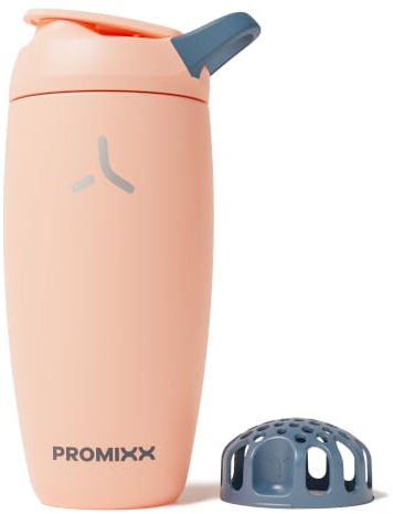 Promixx Pursuit Shaker Aislado – 550ml Acero Inoxidable Doble Pared Mezclador Proteínas con Snap-Fit para Batidos Helados – Hermético para Fitness – Coral