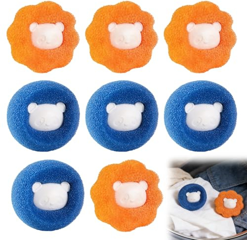 8 Pièces Attrape Poils Machine a Laver, Anti Poil Machine à Laver,boule anti poils machine a laver,attrape poil machine a laver,Réutilisable Boule Machine à Laver anti Poils,pour Enlever les Poils d'a