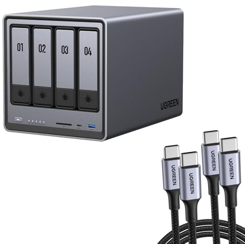 UGREEN NASync DXP4800Plus NAS a 4 alloggiamenti con 2 cavi USB da 100 W (confezione da 2)