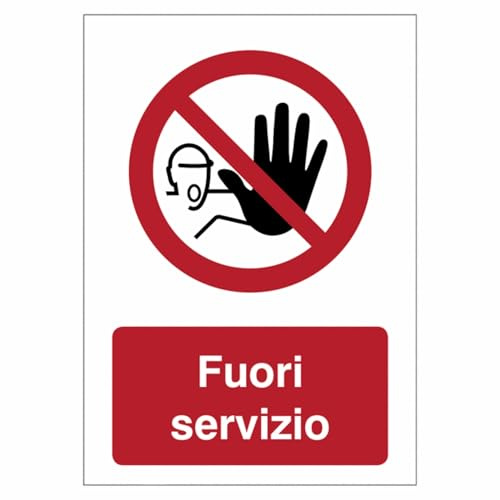 M-ITALY CARTELLO SEGNALETICO - Fuori servizio - Adesivo Extra Resistente, Pannello in Forex, Pannello In Alluminio (Plastica, 30x42 cm)