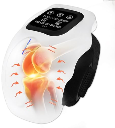 Cordless Knee Massager with Heat & Vibration – Rechargeable Massage Device with LED Screen, 4 Heating Levels & 4 Massage Modes, Gift for Parents Seniors Men Women