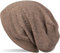 styleBREAKER Damen Beanie Mütze mit Strass Nieten im edlen Streifen Design, Slouch Longbeanie, Stoffmütze Einfarbig 04024086, Farbe:Braun meliert