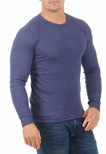 A&LE Fashion Herren Thermo-Unterhemd Langarm Innenfleece für den Winter warm Arbeitsbekleidung angeraut 4035 (9/3XL, Blau)