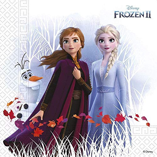 2687 Papierservietten, 20 Stück, Disney Frozen Olaf, Papierprodukt, ideal für Partys und Geburtstage, gefaltete Maße auf 4 (16,5 x 16,5 cm)