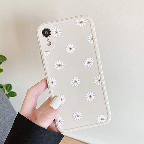 ZTOFERA Hülle für iPhone XR, Gänseblümchen Blume Glänzend Silikon Handyhülle, Flexibel TPU Anti-Kratzer Stoßfest Bumper Schutzhülle für iPhone XR - Cremeweiß